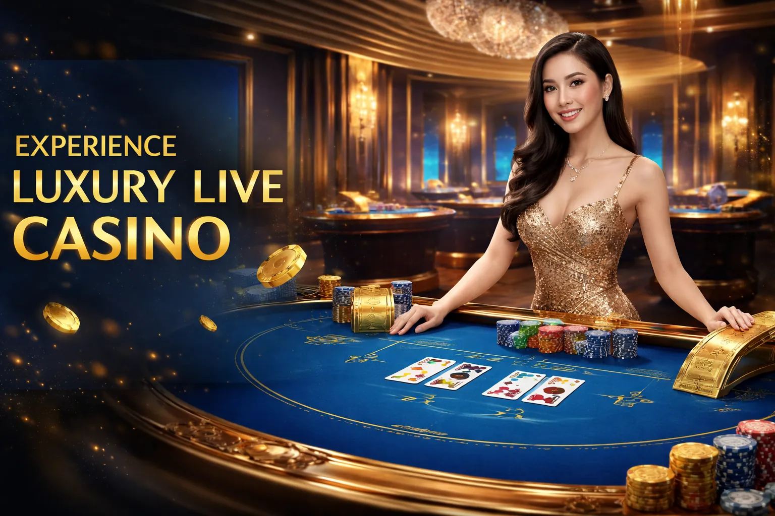 Bàn chơi Poker với chip và bài